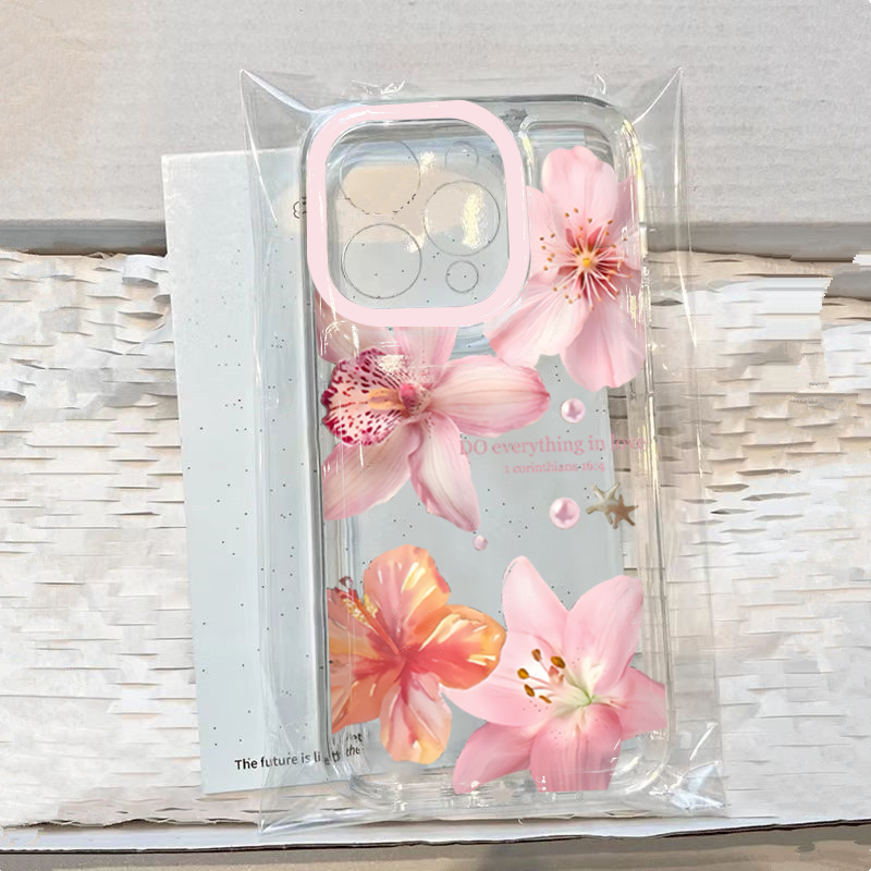 Phone Cases Xr Iphone - เคสโทรศัพท์ลายดอกลิลลี่สีชมพูสำหรับ iPhone 16 17 16e 15