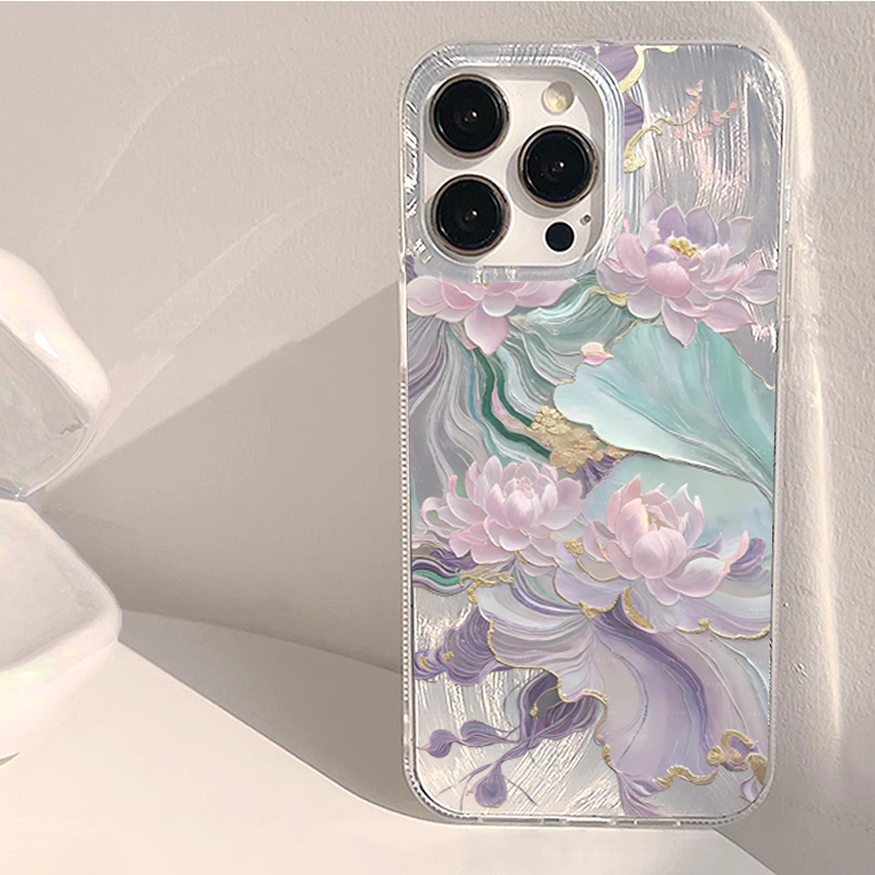 Phone Cases Xr Iphone - เคสโทรศัพท์ลายดอกบัวสีม่วงสวยงามสำหรับ iPhone 18 Pro 17 16