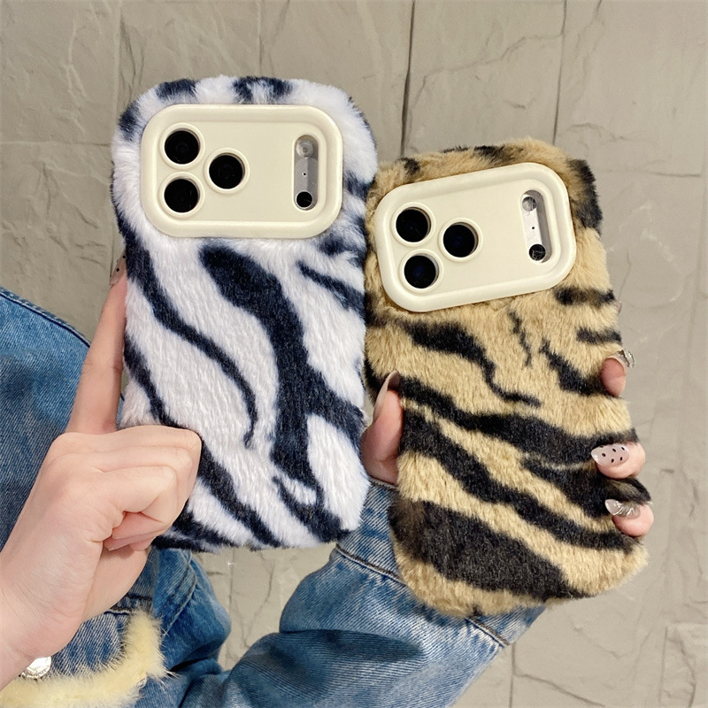 Phone Cases Iphone 13 - เคสโทรศัพท์ลายม้าลายหรูหรา ขนปุย นุ่มฟู สำหรับ iPhone 17