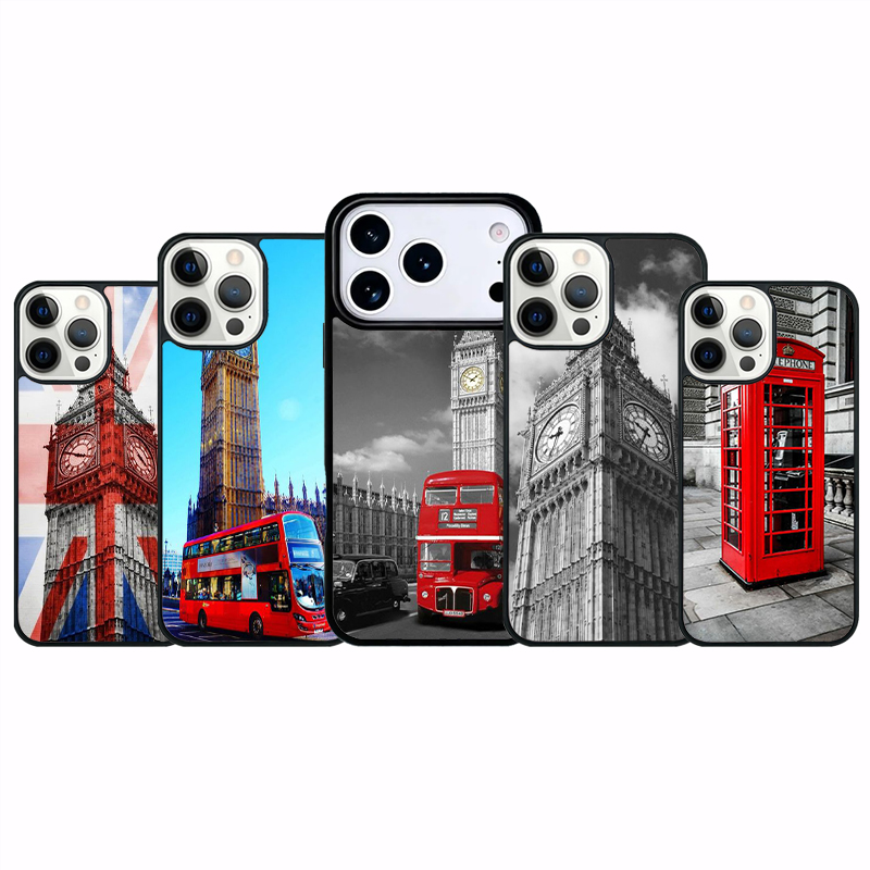 Phone Cases London - เคสโทรศัพท์ลายรถบัสแดงลอนดอนและบิ๊กเบน สำหรับ iPhone 16 17 Pro